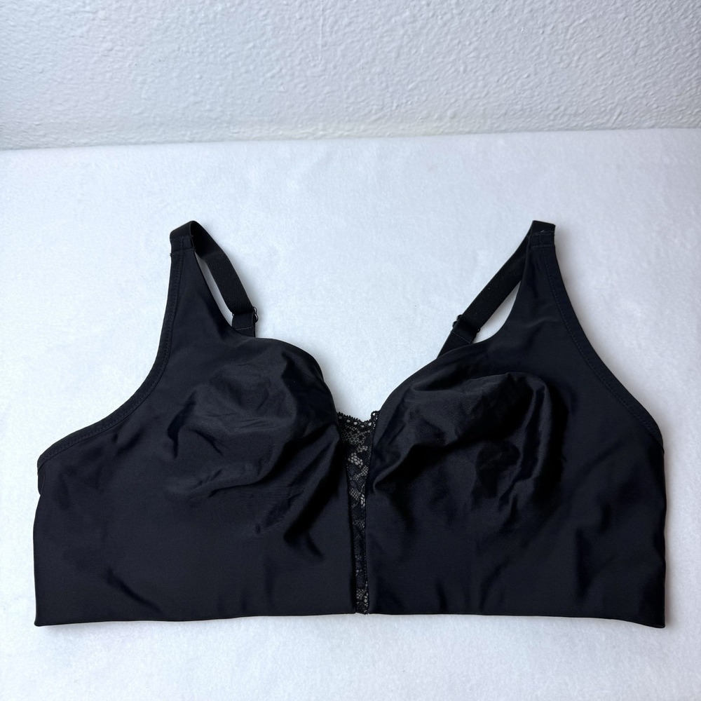 Olga Wire Free Easy Does It Comfort Band Black Bra Size Large Adjustable GQ8861A